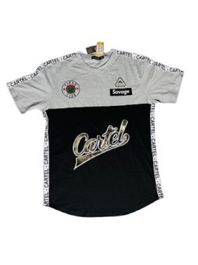 Focus NWT Cartel Savage Two-Tone Black & Gray Short Sleeve Tee